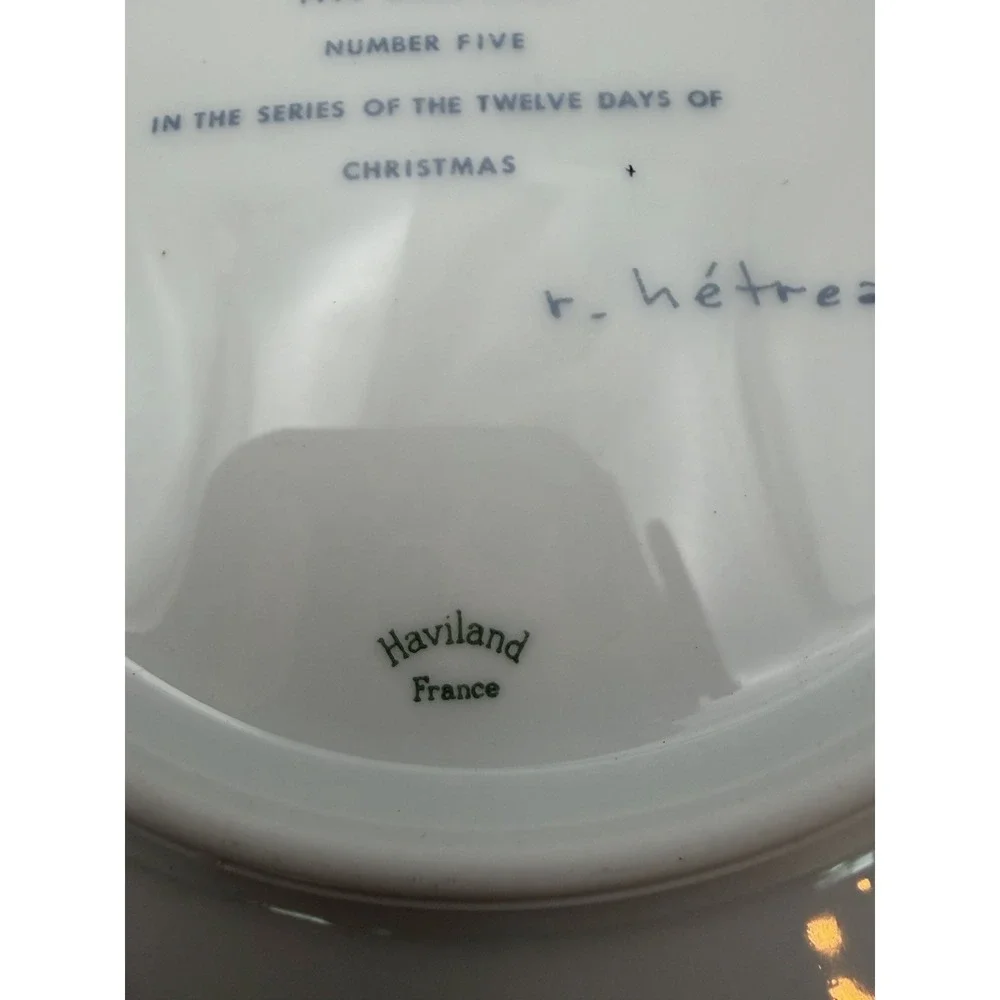 Haviland Limoges Noel 1974 Five Gold Rings #5 Christmas Collector Plate 8.5